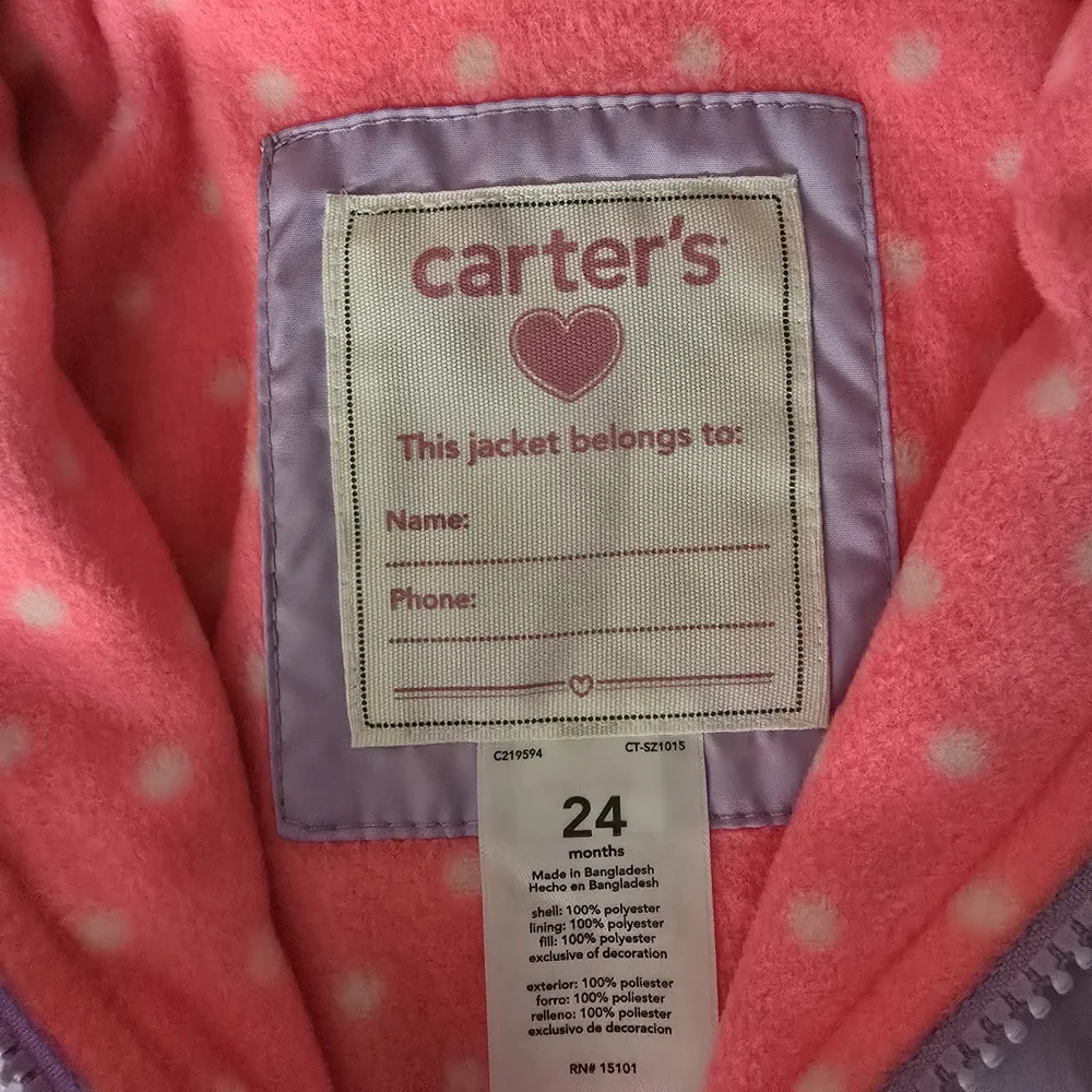 Carter's Purple Unicorn Raincoat for Kids